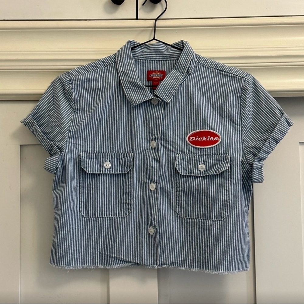 Dickies Blue Button Down Shirt Classic Cropped Design